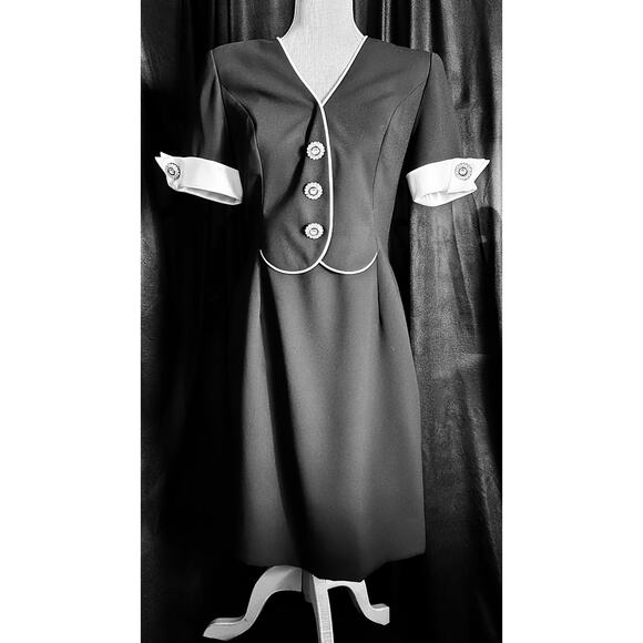 70's Vintage Morton Myles for The Warrens Black Cocktail Dress, Size 10 - Picture 1 of 7